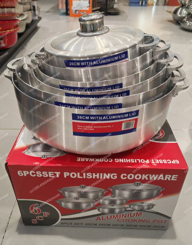 Home Cooking Cookbook - 6-częściowy aluminiowy zestaw garnków o dużej