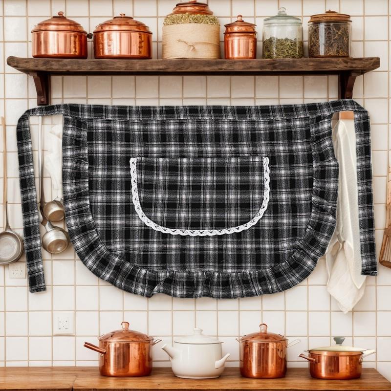 Fartuch kwadratowy w kratę, fa – Home Cooking Service recenzja i cena