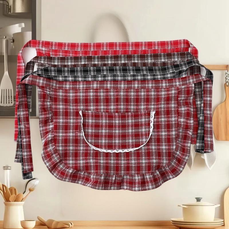Fartuch kwadratowy w kratę, fa – Home Cooking Service recenzja i cena